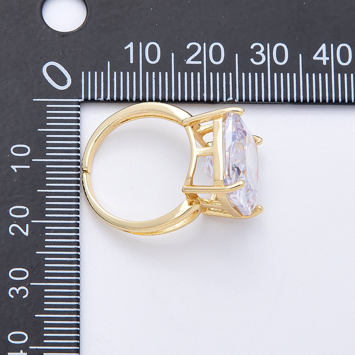 16K Gold Filled Clear CZ Baguette Square Solitaire Ring in Gold &amp; Silver | Rings-00018 Rings-00019