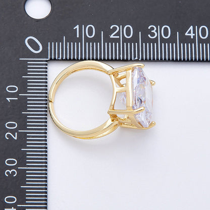 16K Gold Filled Clear CZ Baguette Square Solitaire Ring in Gold &amp; Silver | Rings-00018 Rings-00019