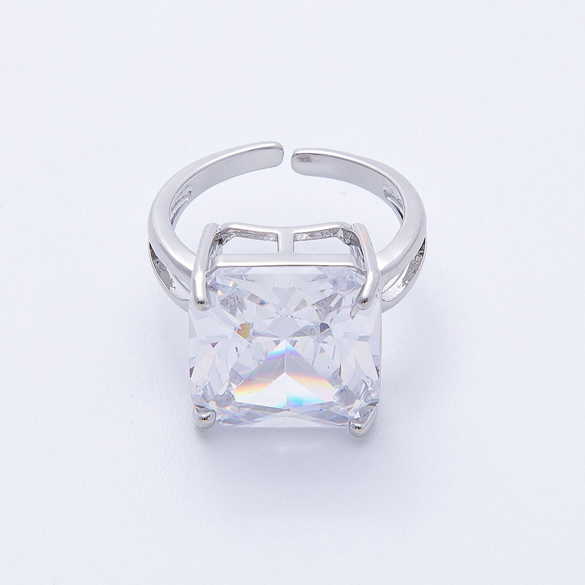 16K Gold Filled Clear CZ Baguette Square Solitaire Ring in Gold &amp; Silver | Rings-00018 Rings-00019