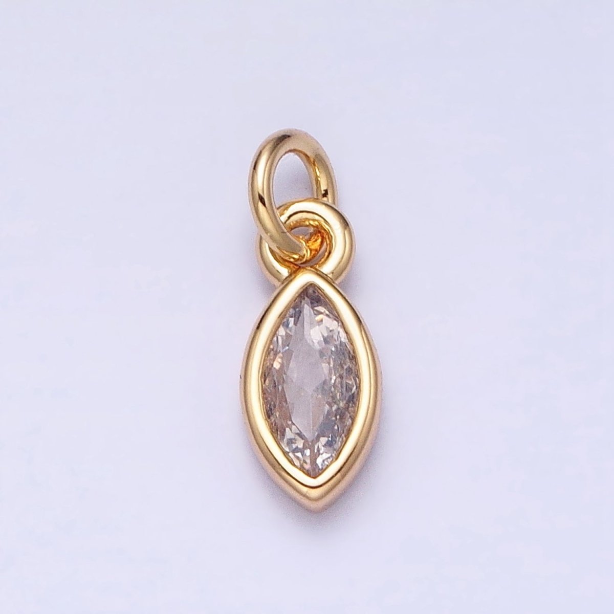 16K Gold Filled Clear CZ Teardrop Bezel Add-On Charm in Gold &amp; Silver | AC1203 AC1204