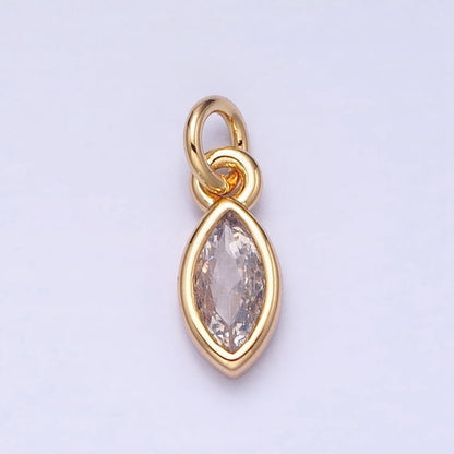 16K Gold Filled Clear CZ Teardrop Bezel Add-On Charm in Gold &amp; Silver | AC1203 AC1204