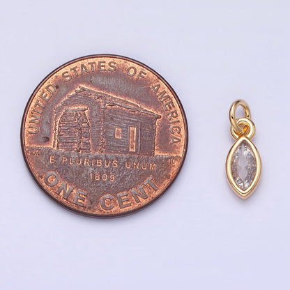 16K Gold Filled Clear CZ Teardrop Bezel Add-On Charm in Gold &amp; Silver | AC1203 AC1204