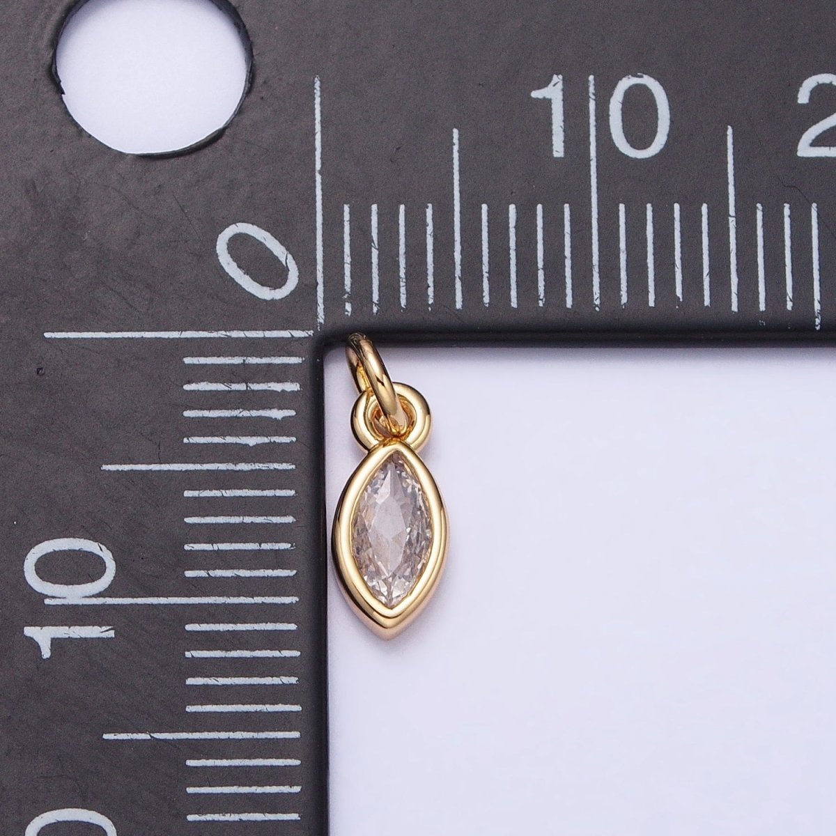 16K Gold Filled Clear CZ Teardrop Bezel Add-On Charm in Gold &amp; Silver | AC1203 AC1204