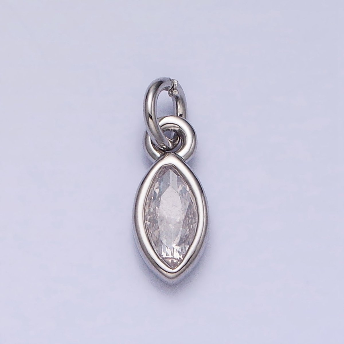 16K Gold Filled Clear CZ Teardrop Bezel Add-On Charm in Gold &amp; Silver | AC1203 AC1204