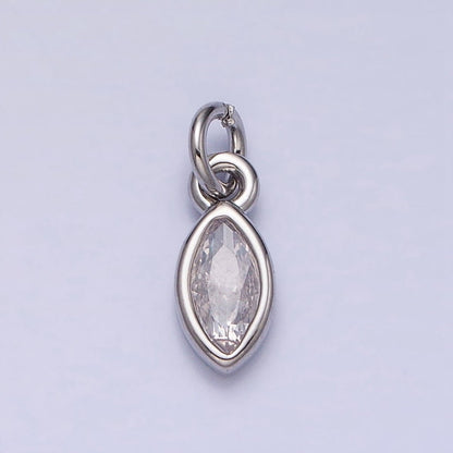 16K Gold Filled Clear CZ Teardrop Bezel Add-On Charm in Gold &amp; Silver | AC1203 AC1204