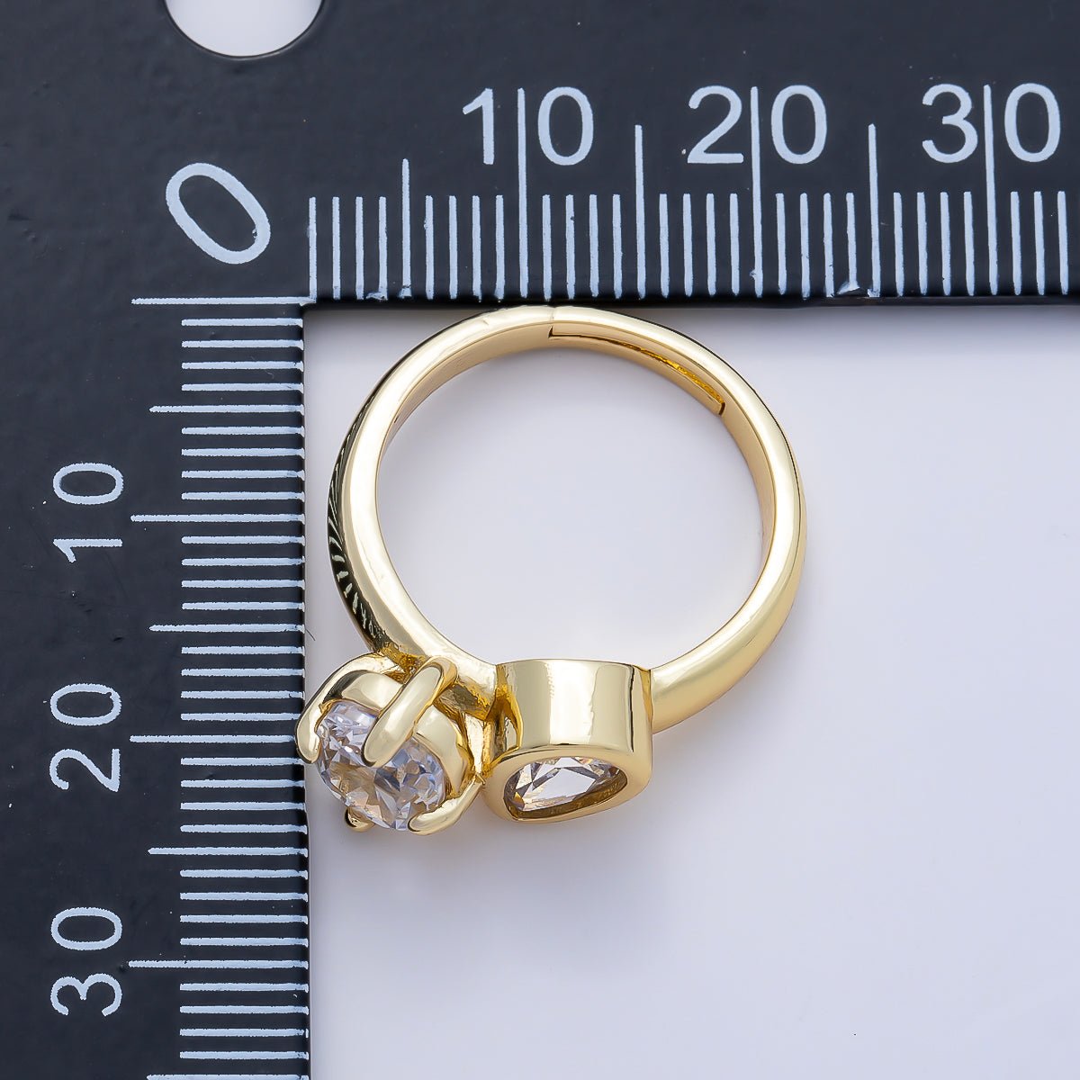 16K Gold Filled Clear CZ Teardrop Bezel Oval Prong Toi et Moi Solitaire Ring in Gold &amp; Silver | Rings-00276 Rings-00277