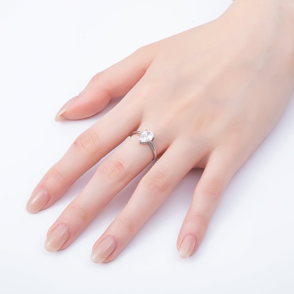 16K Gold Filled Clear CZ Teardrop Solitaire Adjustable Ring in Gold &amp; Silver | Rings-00092 Rings-00121