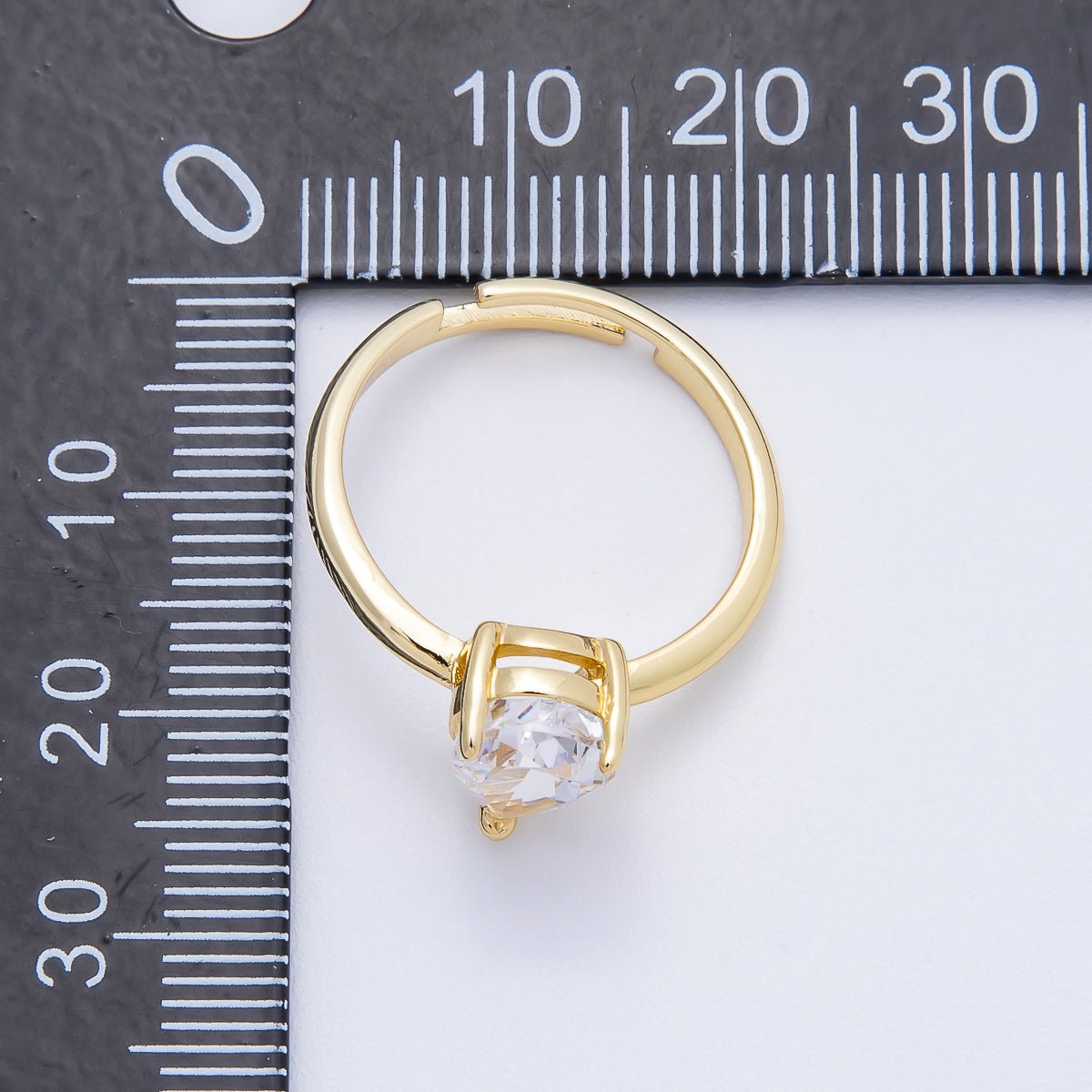 16K Gold Filled Clear CZ Teardrop Solitaire Adjustable Ring in Gold &amp; Silver | Rings-00092 Rings-00121