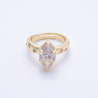 16K Gold Filled Clear Marquise CZ Dotted Solitaire Ring in Gold &amp; Silver | Rings-00267 Rings-00268