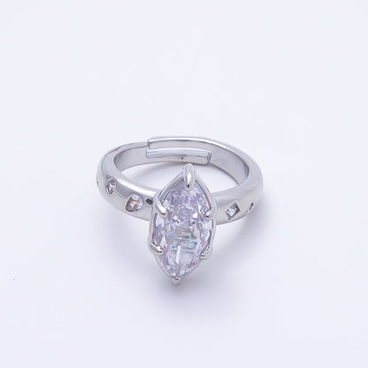 16K Gold Filled Clear Marquise CZ Dotted Solitaire Ring in Gold &amp; Silver | Rings-00267 Rings-00268