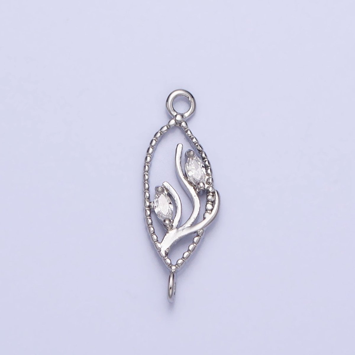 16K Gold Filled Clear Marquise CZ Leaf Beaded Open Sphere Connector in Gold &amp; Silver | Y-867