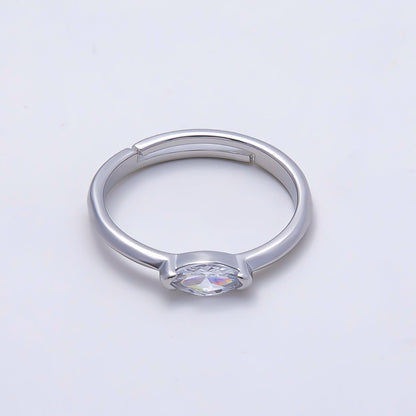 16K Gold Filled Clear Marquise CZ Minimalist Bezel Adjustable Ring in Gold &amp; Silver | Rings-00161 Rings-00162