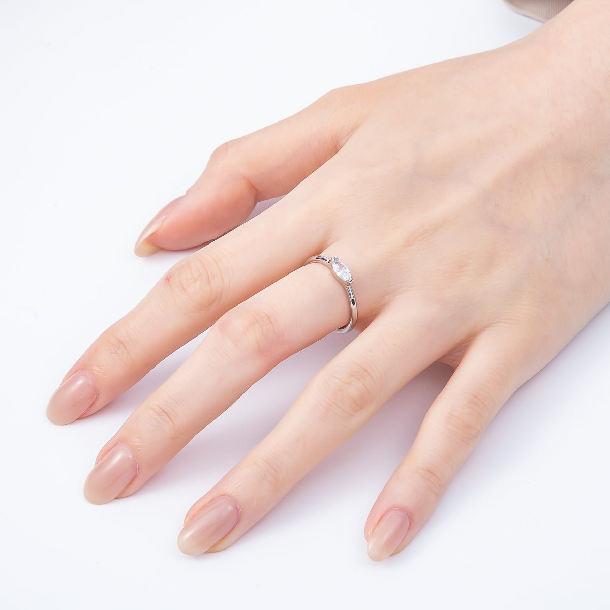 16K Gold Filled Clear Marquise CZ Minimalist Bezel Adjustable Ring in Gold &amp; Silver | Rings-00161 Rings-00162