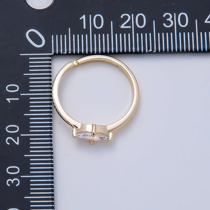 16K Gold Filled Clear Marquise CZ Solitaire Adjustable Ring in Gold &amp; Silver | Rings-00153 Rings-00154