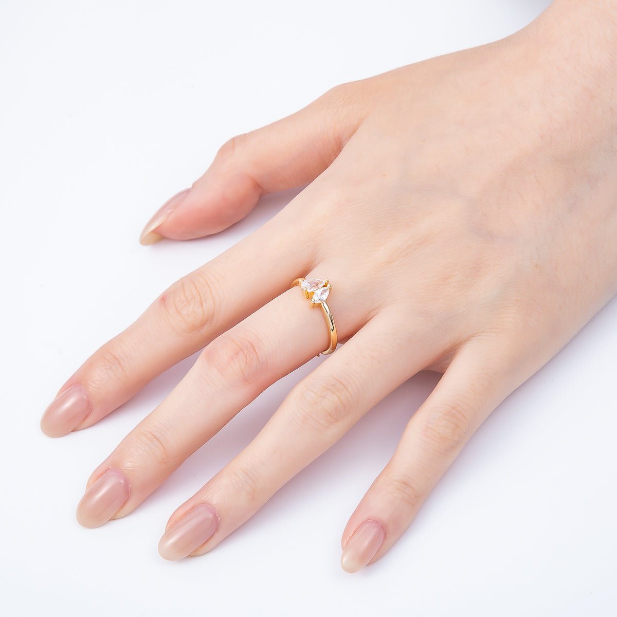 16K Gold Filled Clear Marquise Teardrop CZ Solitaire Ring in Gold &amp; Silver | Rings-00159 Rings-00160