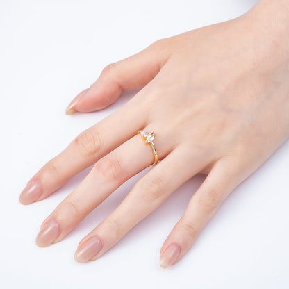 16K Gold Filled Clear Marquise Teardrop CZ Solitaire Ring in Gold &amp; Silver | Rings-00159 Rings-00160