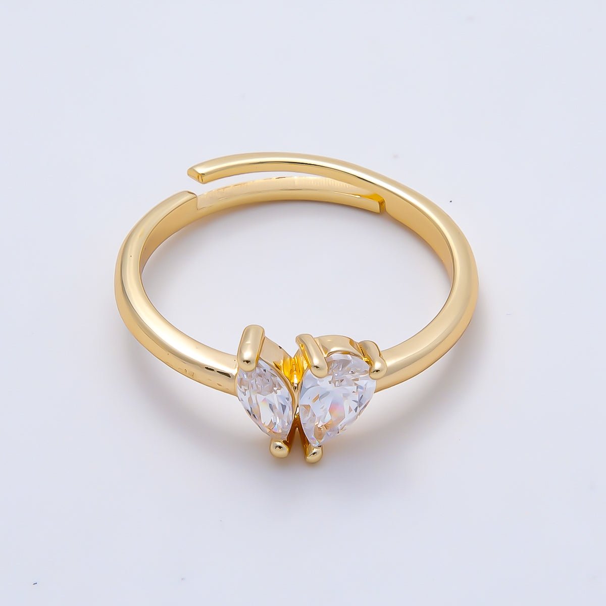16K Gold Filled Clear Marquise Teardrop CZ Solitaire Ring in Gold &amp; Silver | Rings-00159 Rings-00160