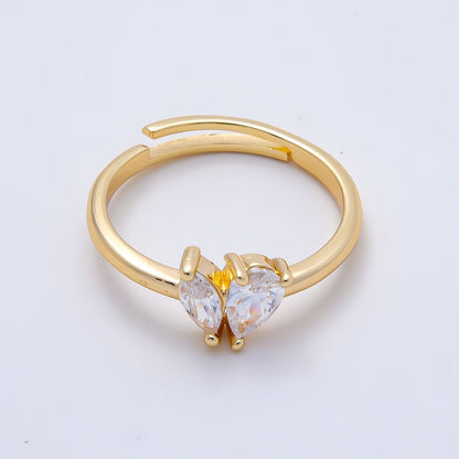16K Gold Filled Clear Marquise Teardrop CZ Solitaire Ring in Gold &amp; Silver | Rings-00159 Rings-00160