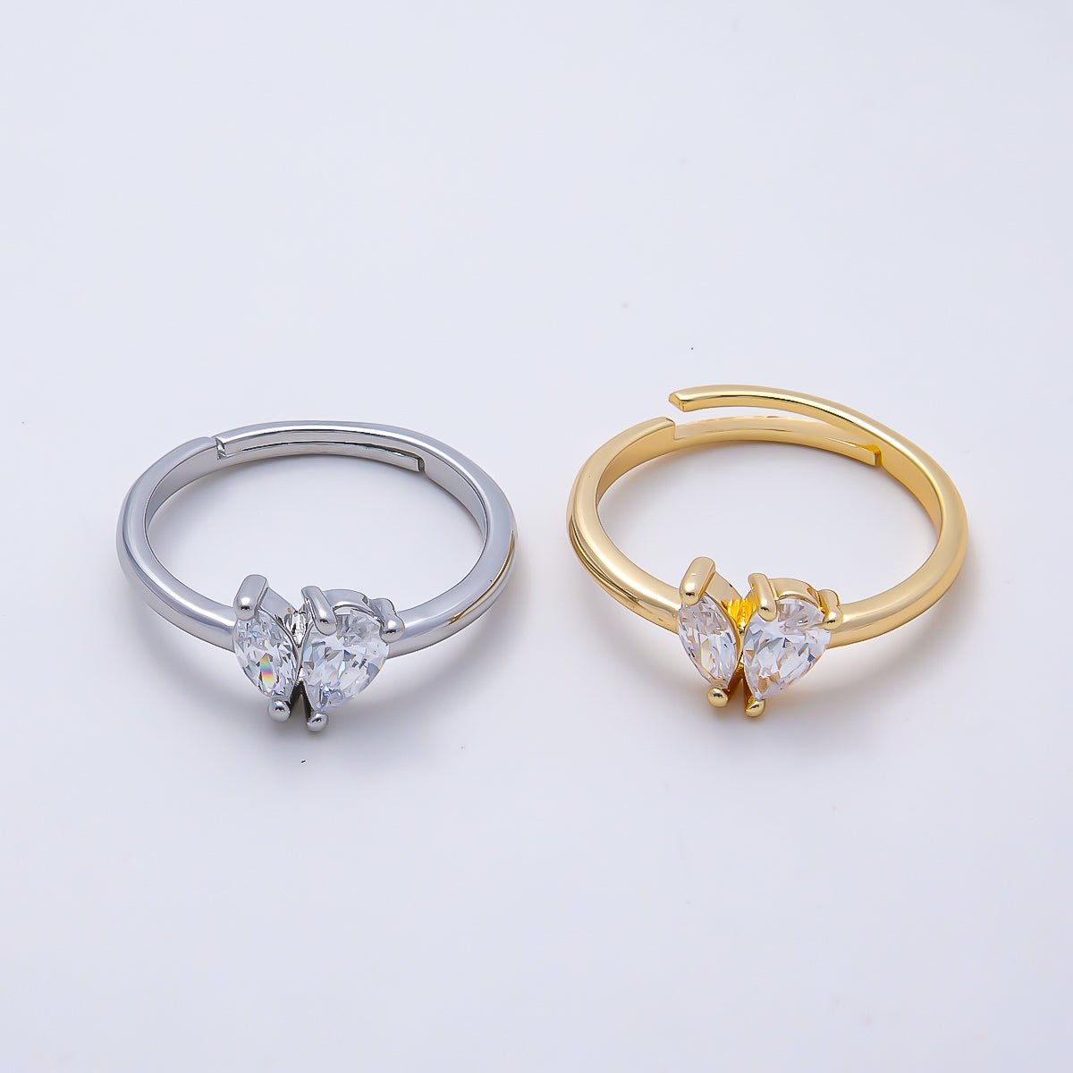 16K Gold Filled Clear Marquise Teardrop CZ Solitaire Ring in Gold &amp; Silver | Rings-00159 Rings-00160