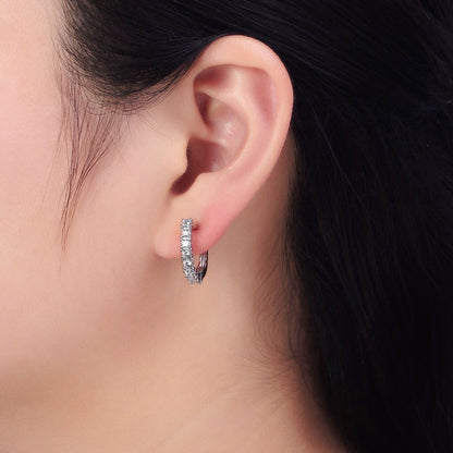 16K Gold Filled Clear Micro Paved CZ Lined 19mm Oblong English Lock Earrings in Gold &amp; Silver | AB912 AB450