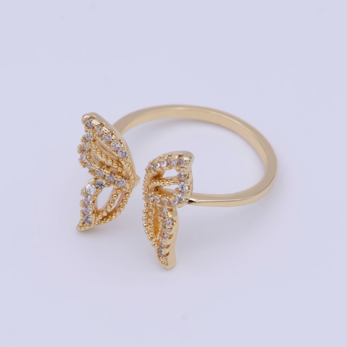 16K Gold Filled Clear Micro Paved CZ Open Butterfly Ring in Gold &amp; Silver | R044 O581