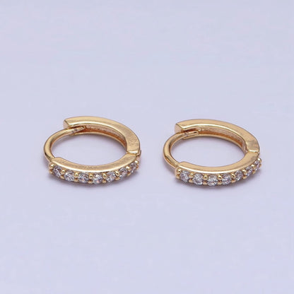 16K Gold Filled Clear Micro Paved CZ Thin 12.5mm Cartilage Earrings | AB1495