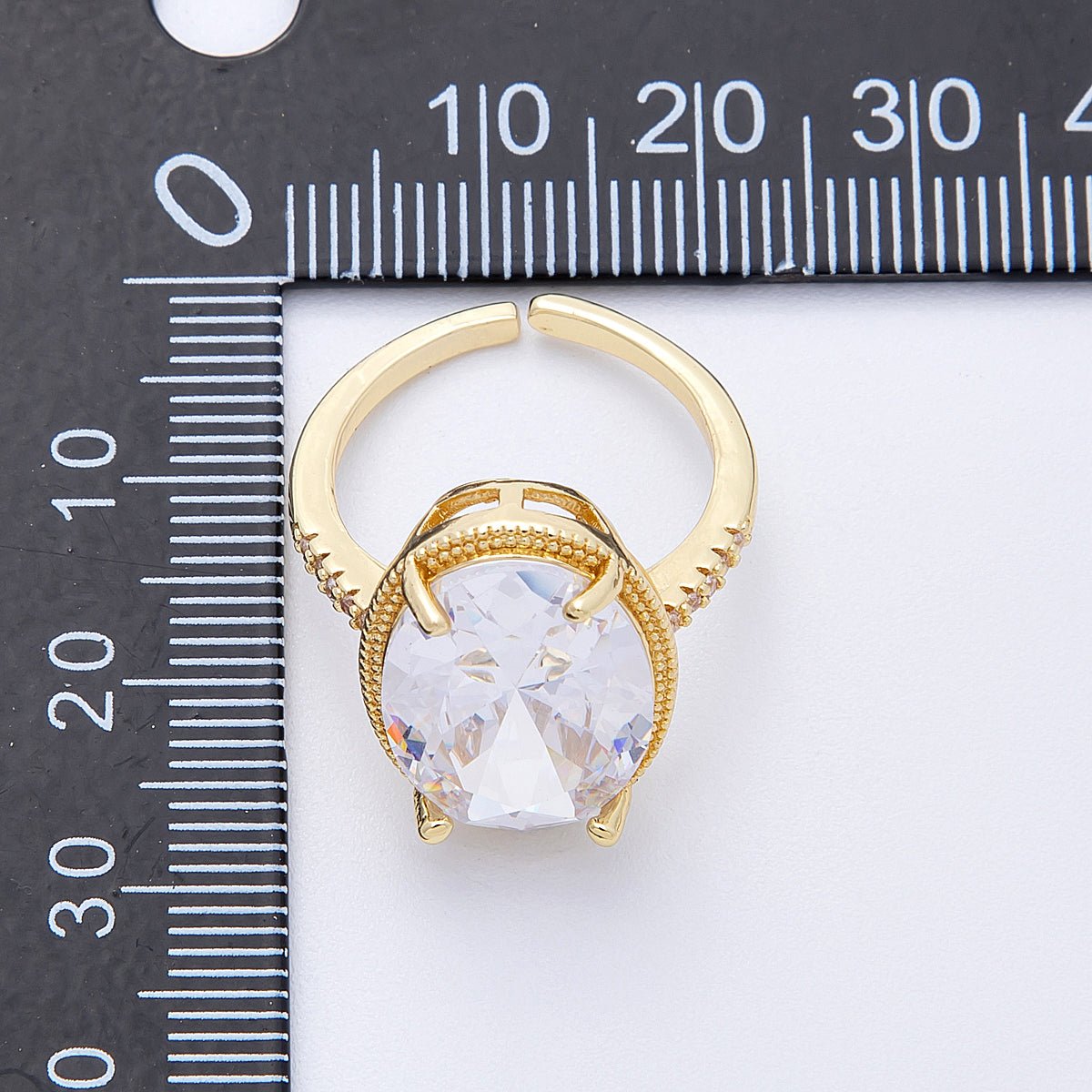 16K Gold Filled Clear Oval CZ Micro Paved Solitaire Ring in Gold &amp; Silver | Rings-00007 Rings-00008
