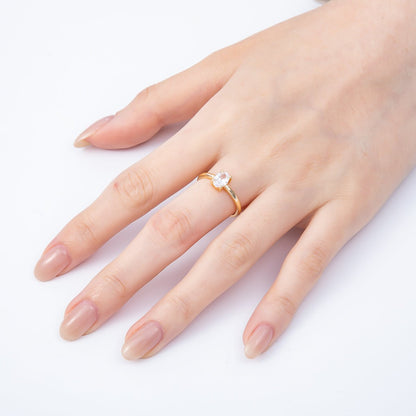16K Gold Filled Clear Oval CZ Solitaire Adjustable Ring in Gold &amp; Silver | Rings-00147 Rings-00148