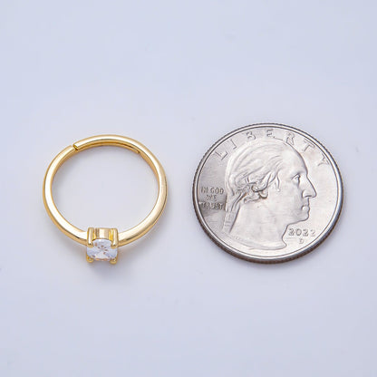 16K Gold Filled Clear Oval CZ Solitaire Adjustable Ring in Gold &amp; Silver | Rings-00147 Rings-00148
