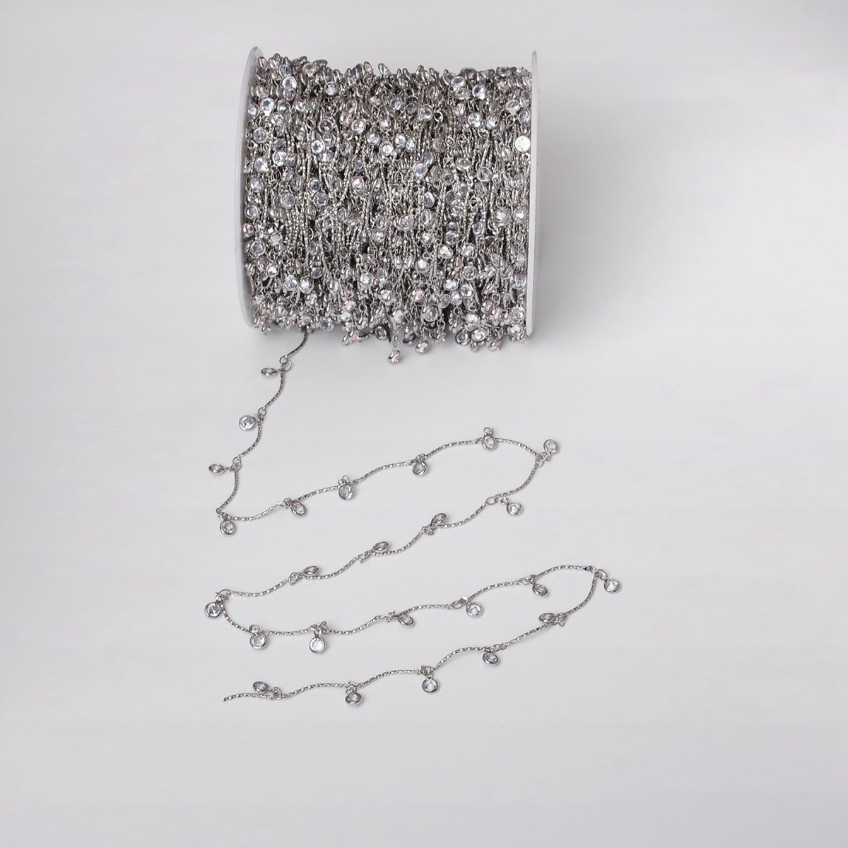 16K Gold Filled Clear Round Drop Textured Designed Unfinished Chain in Gold &amp; Silver | ROLL-1363 ROLL-1364 Clearance Pricing