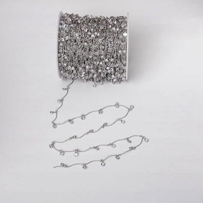 16K Gold Filled Clear Round Drop Textured Designed Unfinished Chain in Gold &amp; Silver | ROLL-1363 ROLL-1364 Clearance Pricing