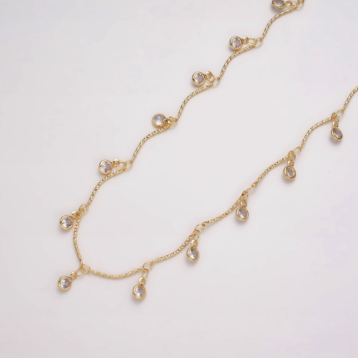 16K Gold Filled Clear Round Drop Textured Designed Unfinished Chain in Gold &amp; Silver | ROLL-1363 ROLL-1364 Clearance Pricing