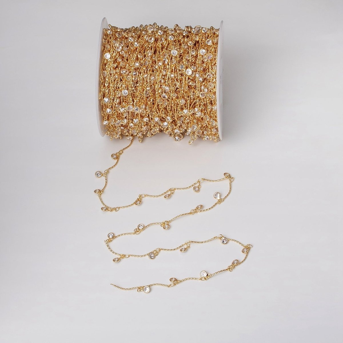16K Gold Filled Clear Round Drop Textured Designed Unfinished Chain in Gold &amp; Silver | ROLL-1363 ROLL-1364 Clearance Pricing