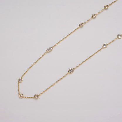 16K Gold Filled Clear Round Oval CZ Rolo Unfinished Chain in Gold &amp; Silver | ROLL-1365 ROLL-1366