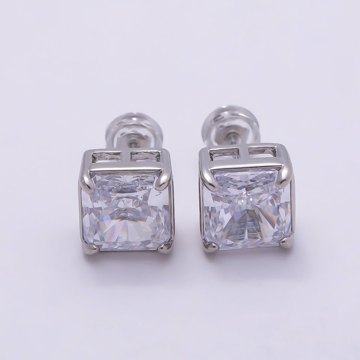 16K Gold Filled Clear Square CZ Stud Earrings in Gold &amp; Silver | Earrings-00407 Earrings-00408