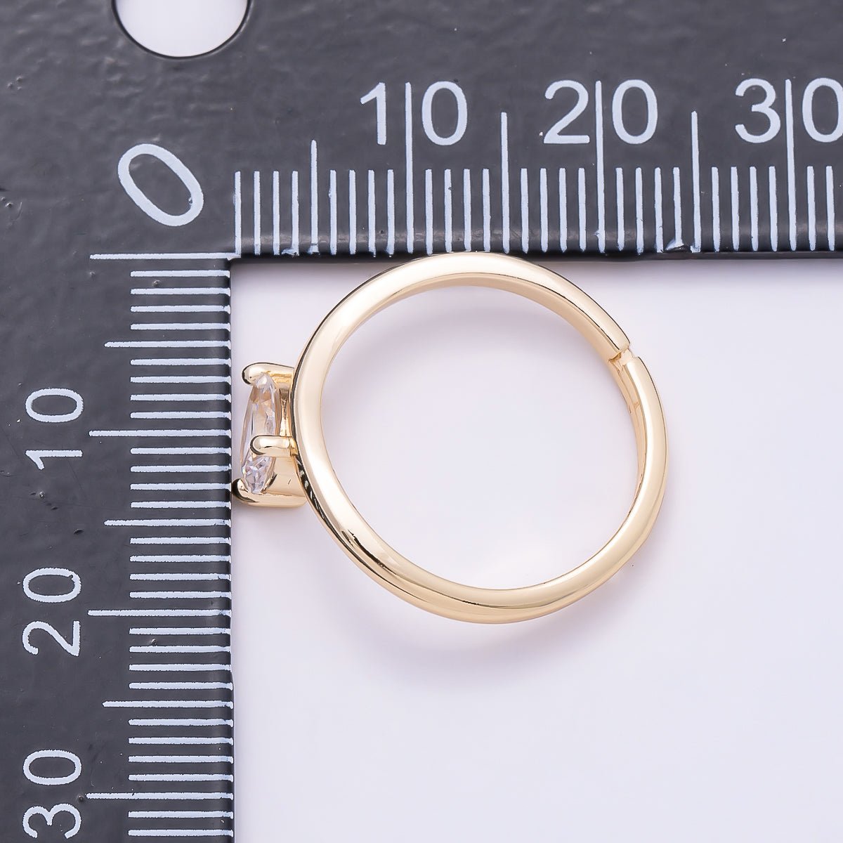 16K Gold Filled Clear Teardrop CZ Solitaire Curved Ring in Gold &amp; Silver | Rings-00130 Rings-00131
