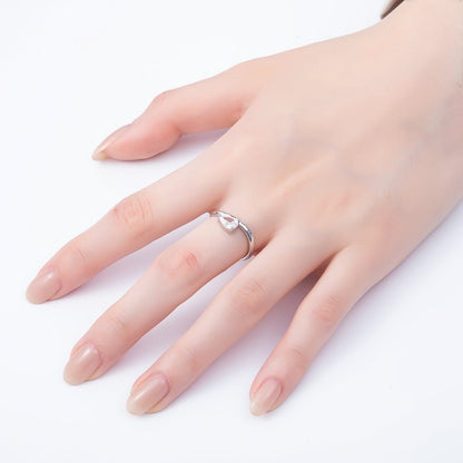 16K Gold Filled Clear Teardrop CZ Solitaire Curved Ring in Gold &amp; Silver | Rings-00130 Rings-00131