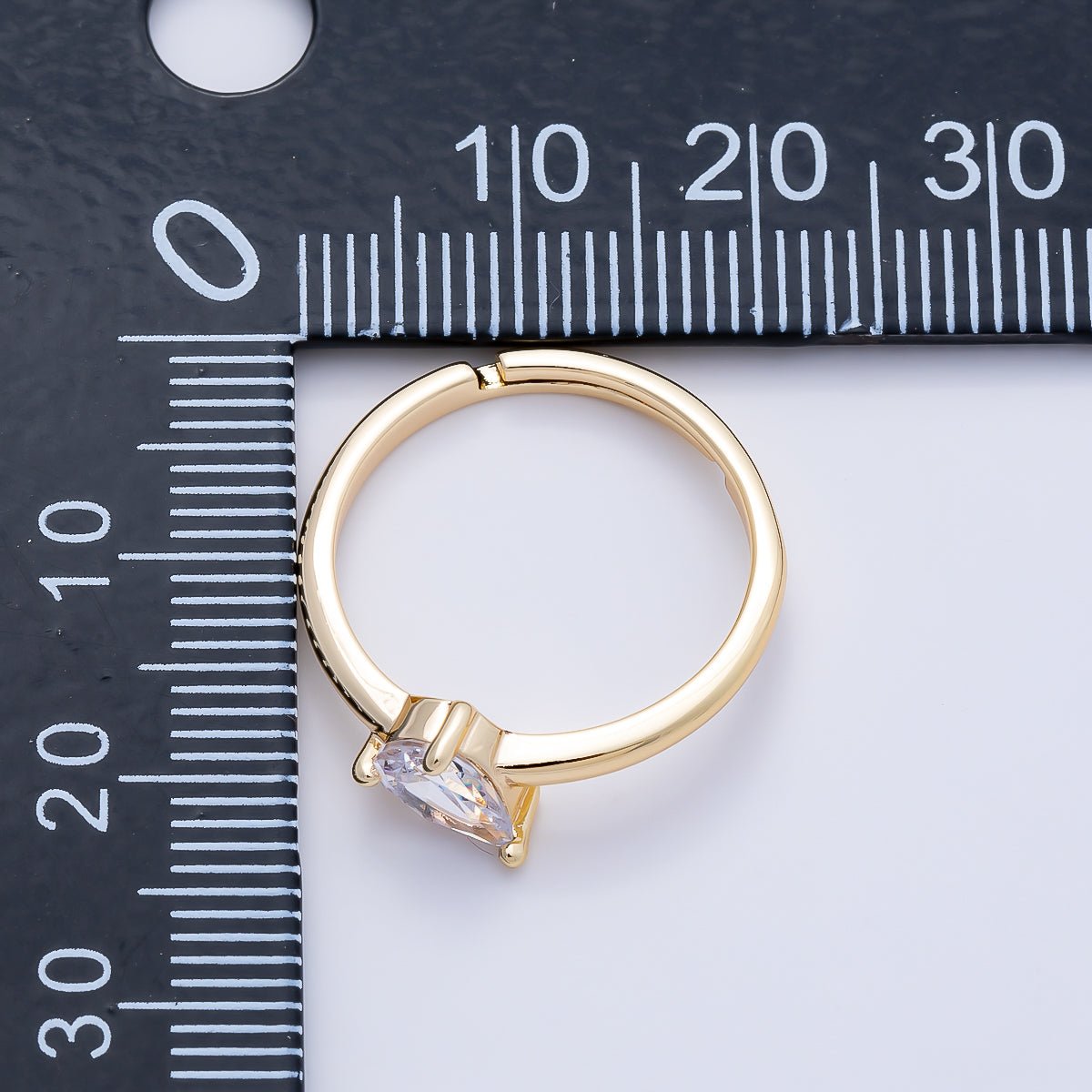 16K Gold Filled Clear Teardrop CZ Solitaire Ring in Gold &amp; Silver | Rings-00165 Rings-00166