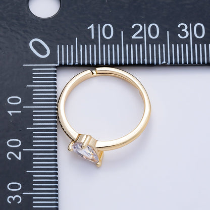 16K Gold Filled Clear Teardrop CZ Solitaire Ring in Gold &amp; Silver | Rings-00165 Rings-00166