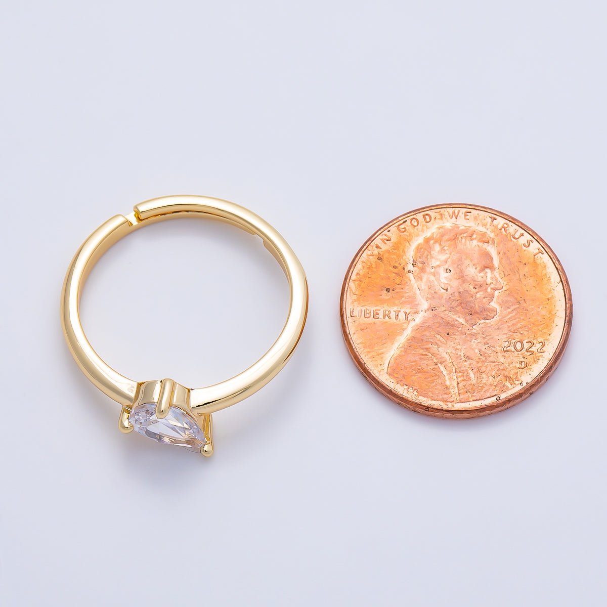16K Gold Filled Clear Teardrop CZ Solitaire Ring in Gold &amp; Silver | Rings-00165 Rings-00166