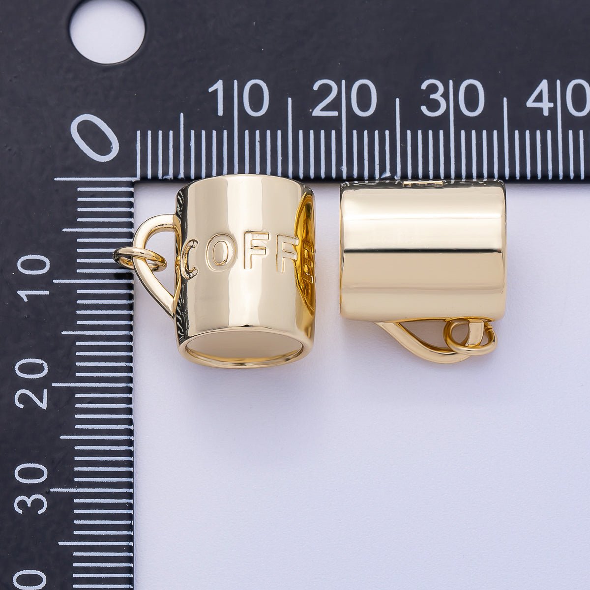 16K Gold Filled Coffee Cup Minimalist 3D Multidimensional Charm | Charms-00468