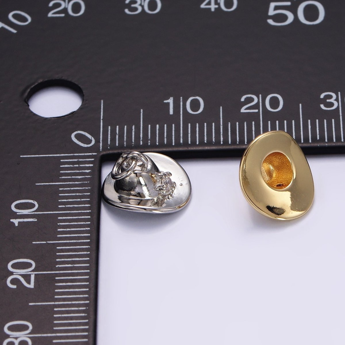 16K Gold Filled 7mm Cowboy Hat Clear CZ Star Charm in Gold &amp; Silver | E391