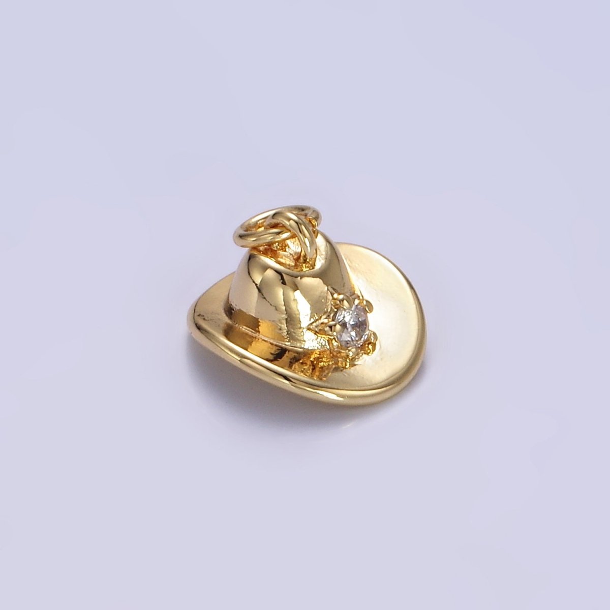 16K Gold Filled 7mm Cowboy Hat Clear CZ Star Charm in Gold &amp; Silver | E391