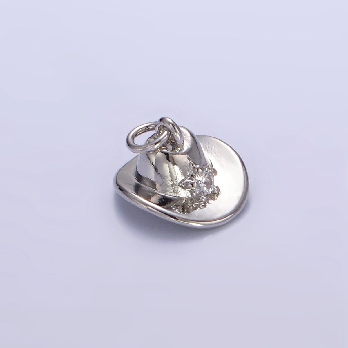 16K Gold Filled 7mm Cowboy Hat Clear CZ Star Charm in Gold &amp; Silver | E391