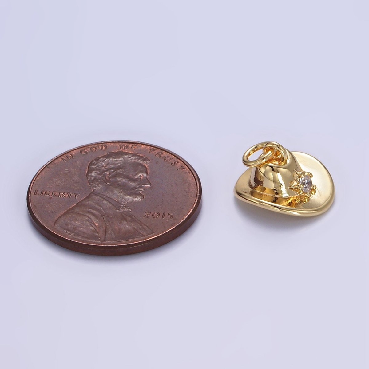 16K Gold Filled 7mm Cowboy Hat Clear CZ Star Charm in Gold &amp; Silver | E391