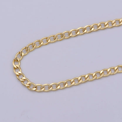 16K Gold Filled CURB Chain, Flat Cuban Curb Chain Sold by Yard, 0.5mm Thickness Unfinished Wholesale Bulk Chain | ROLL-564