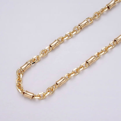 16K Gold Filled Curved Tube Multiple Flat Cable Link Unfinished Chain in Gold &amp; Silver | ROLL-1225 ROLL-1226 Clearance Pricing