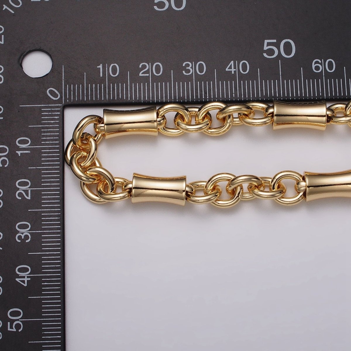 16k Gold Filled Curved Tube Rolo Link Unfinished Chain in Gold &amp; Silver by Yard | ROLL-1171 ROLL-1172 Clearance Pricing