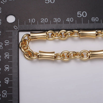 16k Gold Filled Curved Tube Rolo Link Unfinished Chain in Gold &amp; Silver by Yard | ROLL-1171 ROLL-1172 Clearance Pricing