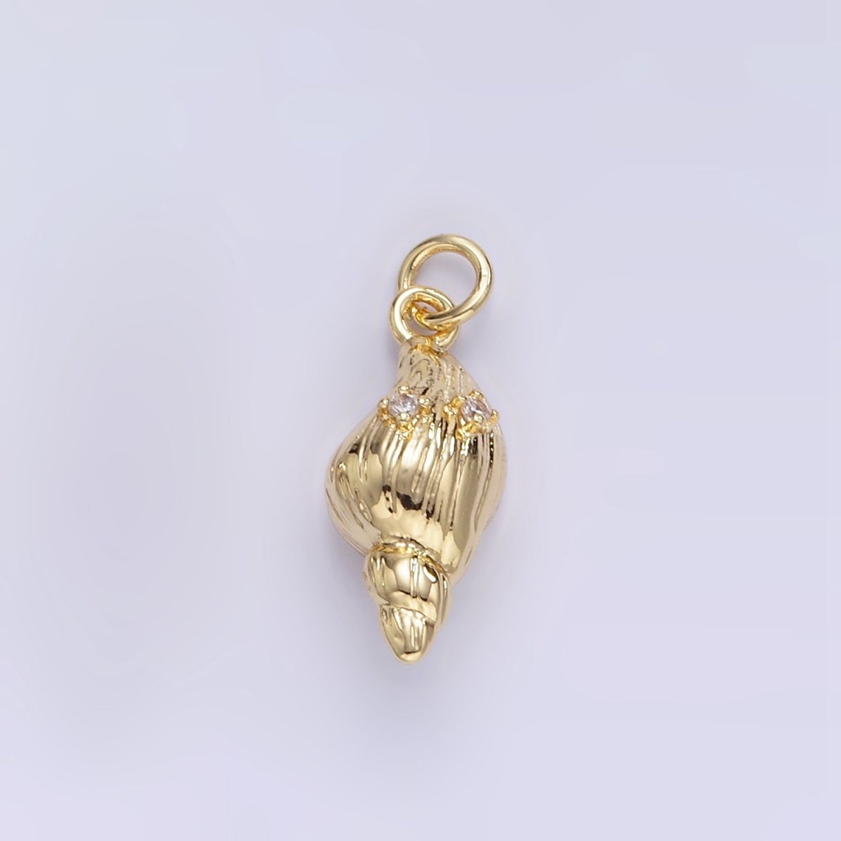 16K Gold Filled 17mm CZ Clam Sea Shell Mini Charm in Gold &amp; Silver | E390